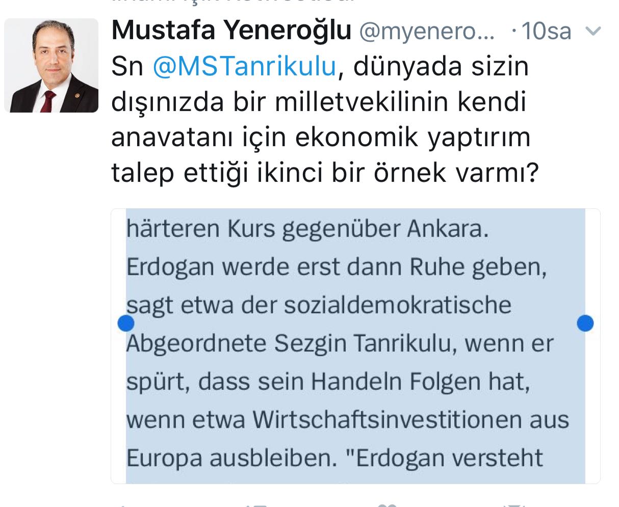 Yeneroğlu'ndan Tanrıkulu'na ibretlik soru!